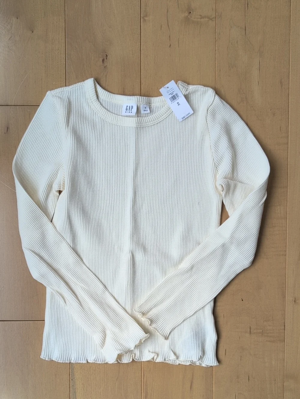 GAP Cream Ribbed Long Sleeve Tee